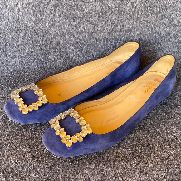 KATE SPADE Norella Suede Ballet Flats with Rhinestone Buckles - Picture 13 of 13